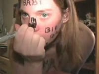 Slave fucks her shit-filled ass on webcam